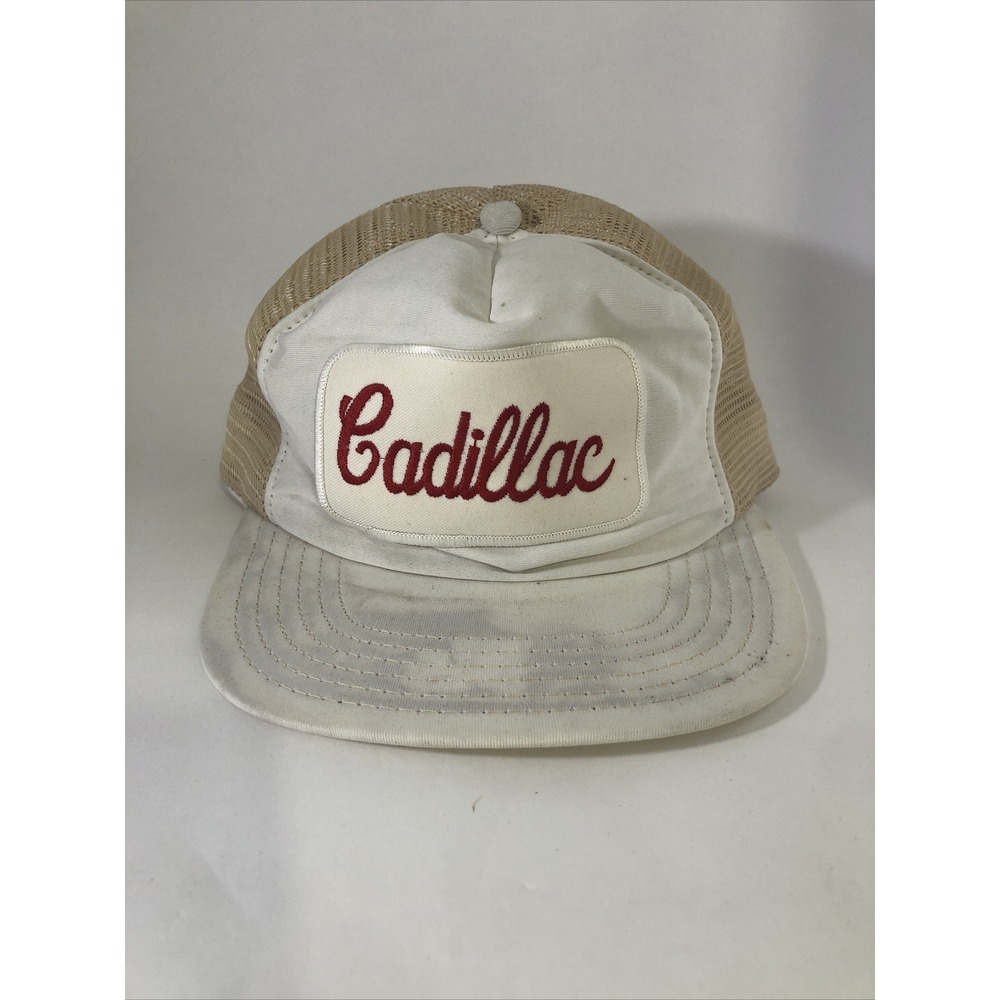 VTG Cadillac Snaback‎ Hat Cap Mesh Patch White USA